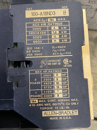 Allen-Bradley 100-A18ND3 Schütz / Contactor – NEU (Lagerware)1