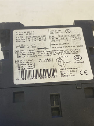 Siemens SIRIUS Kondensatorschütz 3RT1627-1AP01 | 25kVAr | S0 | 230V AC – NEU4