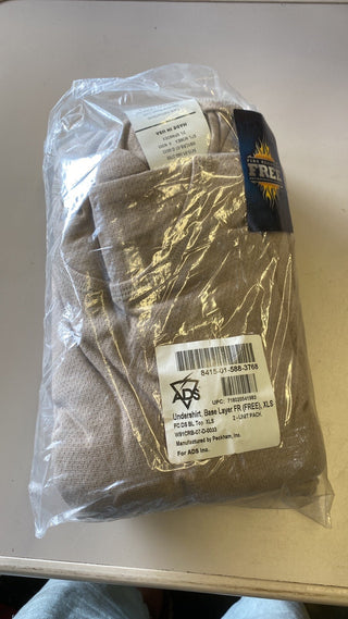 2er-Pack X-Large Kurzes Unterhemd Sandbraun Feuerfeste Basisschicht ADS FREE Arm1