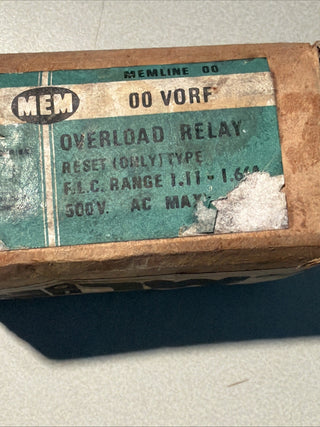 MEM M&M Motorschutzrelais Überlastrelais 11,5-16A IEC 292-1 VDE 0660 NOS OVP