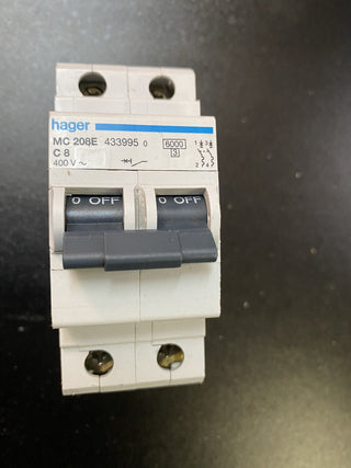 Hager MC 208E Leitungsschutzschalter C8 | 2-polig | Sicherungsautomat 8A1