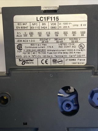 Schneider Electric TeSys F Leistungsschütz LC1F115 – 115A / 55kW5