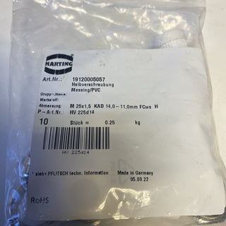 10x Harting 19120005057 Kabelverschraubung M25x1,5 Metall NEU1