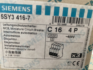 Siemens Sentron 5SY3416-7 Leitungsschutzschalter | C16 | 4-polig | NEU3