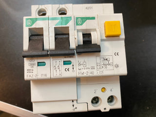 Moeller Eaton Set: FAZ-B16/2 Leitungsschutzschalter + FIM-2-40 FI-Anbaublock1