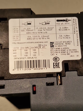 Siemens Leistungsschalter 3RV2021-0HA10 Beschädigung Drehknopf#121