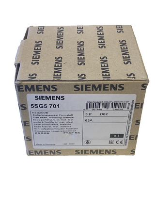 Siemens 5SG5701 NEOZED-Sicherungssockel D02, 3-polig, 63 A, NEU0