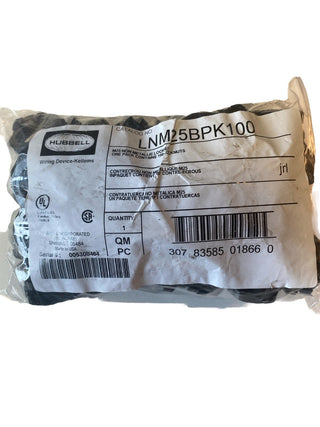 100x Hubbell LNM25BPK100 Kontermutter M25 Nylon Schwarz – Neu & OVP1
