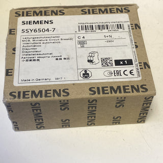 Siemens 5SY6504-7 Leitungsschutzschalter 1P+N C4 6kA NEU0