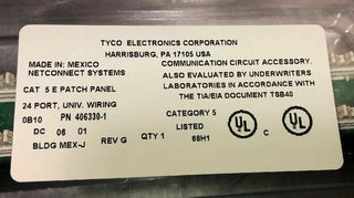 TYCO 24 PORT CAT. 5E SCHWARZ PATCH PANEL 406330-1. Brandneu3