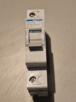 2x Hager Ausschalter SB 116 16 AX#30