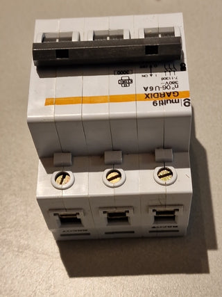 Gardix Multi 9 Leitungsschutzschalter (Nr. 06-U) – 6A, 3-polig, 380V2