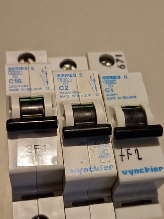 GEC VYNCKIER SERIE E C16 C2 C1 TYP 2 M6 EINPOLIG MCB -'#34