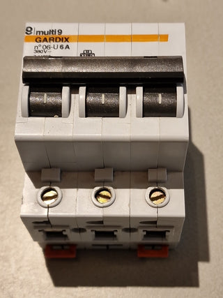 Gardix Multi 9 Leitungsschutzschalter (Nr. 06-U) – 6A, 3-polig, 380V0